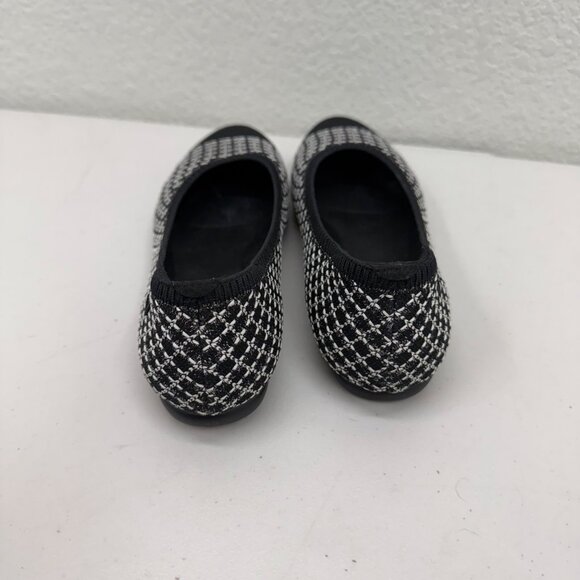 Vivaia Almond Toe Black Tweed Knit Slip On Ballet Flats Shoes Womens 39.5 US 8.5 - Picture 3 of 9